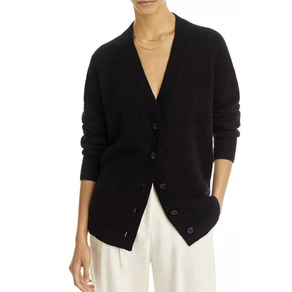 $188 Bloomingdales C Cashmere Black Grandpa Cardigan Size Small NWT - Picture 1 of 5